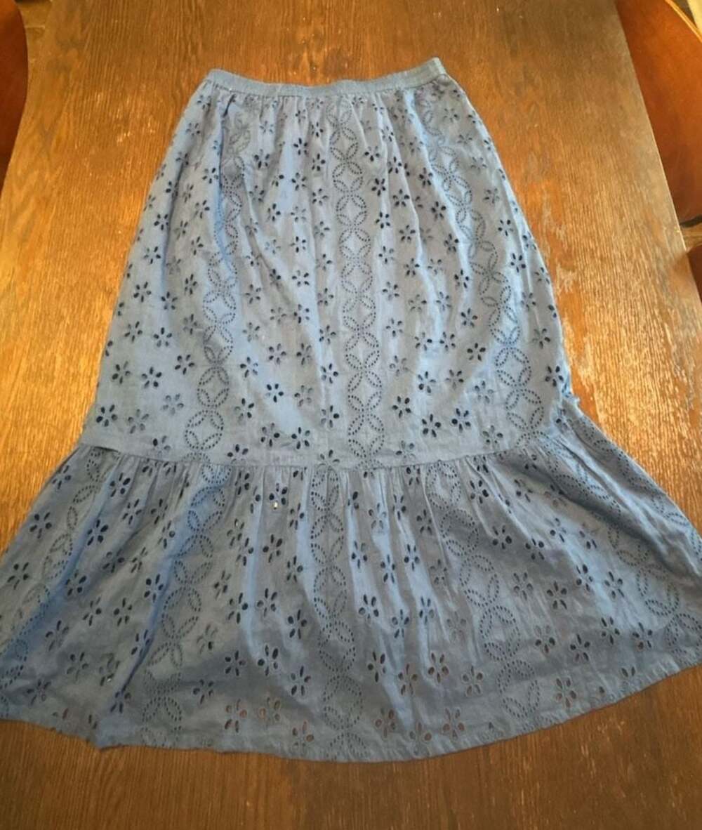 Dress Naod Blue Eyelet Embroidered Tiered Cotton Maxi Skirt - Picture 4 of 6